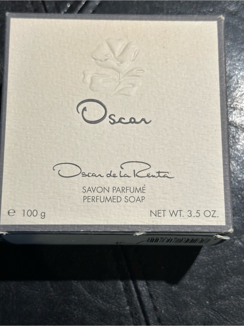 Oscar de la Renta Cream and Black Perfumed Soap Box